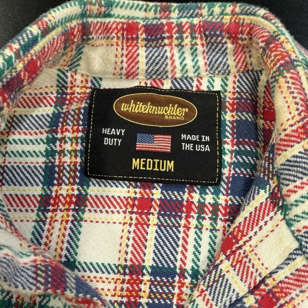 Whiteknuckler Brand Mens Size Medium Heavy Weight Rainbow Plaid Pearl Snap Shirt - Picture 3 of 6